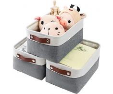 MANGATA Set di 3 cestini portaoggetti in tessuto, scatola organizer per cameretta domestica da ufficio