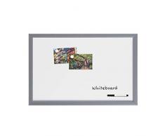 Bi-Office - Lavagna magnetica, 60 x 40 cm, con pennarello e 2 calamite, colore: Argento