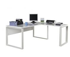 Composad | Scrivania della Linea DISEGNO, Scrivania Angolare, Scrivania PC ad Angolo, Dimensioni (LxAxP) 170x74,50x80+90 cm, Colore Bianco Laccato, per ufficio, Studio, Made in Italy