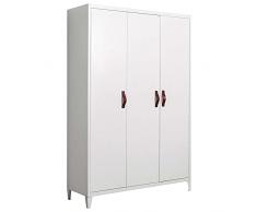 Bakaji Armadio Armadietto Guardaroba 3 Ante con Asta Appendiabiti e 7 Ripiani Interni in Metallo Maniglie in Cuoio Design Moderno Industriale Arredamento Casa Ufficio 180 x 120 x 40 cm