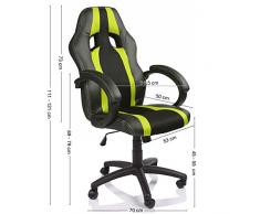 TRESKO® Poltrona Sedia direzionale da ufficio Racer classe di lusso - disponibile in diversi colori (nero/verde chiaro)
