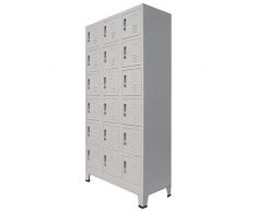 vidaXL Armadietto a 18 Scomparti in Metallo 90x40x180 cm Schedario Ufficio