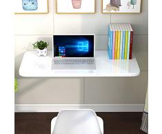 Aleawol - Tavolo da lavoro pieghevole da parete pieghevole per computer portatile, scrivania da parete per PC, tavolo da pranzo con staffe per risparmiare spazio (bianco 60 x 40 cm)