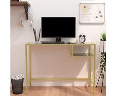 DCRAF Colore: marmo nero e oro Scrivania Computer Marmo Nero 100x36x74 cm Vetro Temperato