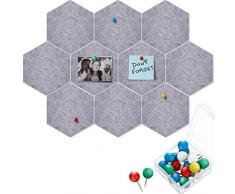 10 Pacchi Bacheca di Piastrelle Esagonali in Feltro Lavagna Memo con 20 Pezzi Puntine, Decorazione per Parete dellAula Ufficio Domestico (Grigio, 5,9 x 7 Pollici/ 15 x 17,7 cm)