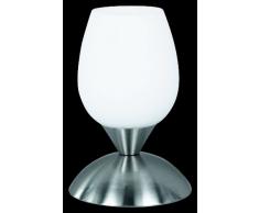 Reality Leuchten Reality R59431007 Cup Lampada Tavolo, 1xE14, 40 W, Nichel Opaco/Bianco, 18 cm, 10x11x18 Centimeters