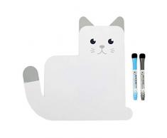 Balvi Lavagna frigo Magnetica Meow! Colore Bianco Originale Lavagna per pianificare, Ideale per i promemoria, Lista della Spesa, attività e Note Importanti in casa Plastica PP 31,5x33x0,6 cm