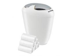 WINOMO - Bidone della Spazzatura Ovale, con Coperchio oscillante, per Bagno e Ufficio, capacità: 6,5 Litri, Colore: Bianco