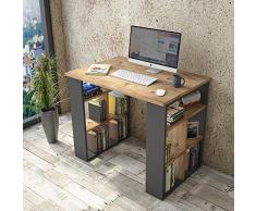 Yurupa Tavolo da Computer,Scrivania Computer con Libreria,Tavolo da Ufficio,Tavolo da Studio,Scrivania per Computer con Ripiani BR1-AA