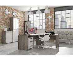 COMPOSAD | Ufficio Completo della Linea DISEGNO, Set di 4 Mobili, Libreria, Scrivania, Cassettiera, Mobile Archivio, Mobili Ufficio, Colore Rovere Sonoma e Bianco Laccato, Made in Italy