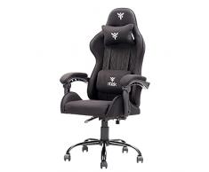 ITEK RHOMBUS FF10 Sedia Gaming ergon. Nera, schienale reclinabile, cuscino poggiatesta, sup. lombare, confort e design, ideale come sedia ufficio, sedia per studio o poltrona per gamer