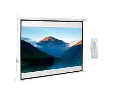HOMCOM Schermo Proiezione Motorizzato e Avvolgibile per Proiettore 100 Pollici Bianco 203x152cm