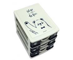 Moshi Moshi Shirokuma cassettiera mini, 3, porta oggetti, organiser da scrivania.
