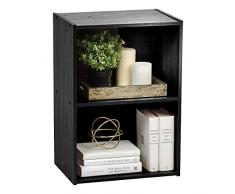 Iris Ohyama, Mobile Contenitore, Libreria, 2 Ripiani Fissi, Massello, Design, Multifunzionale, Ufficio, Ingresso, Camera da Letto, Soggiorno - Basic Storage Shelf CX-2 - Rovere Nero