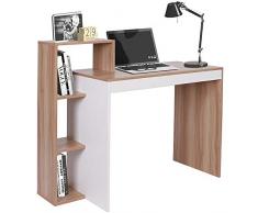 BAKAJI Scrivania con Libreria 4 Ripiani Tavolo da Lavoro Porta Pc Computer Struttura e Piano in Legno MDF Arredamento Casa Ufficio Cameretta Dimensioni 110 x 90 x 40 cm (Noce)