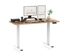 FLEXISPOT E5 PRO+ 180 * 80cm Certificato FSC Scrivania Regolabile in Altezza Standing Desk 2 Motori 3 Sezioni Scrivania Elettrica Scrivania Motorizzata con Piano (Bianco+ Acero)