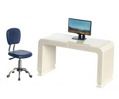 Melody Jane Casa Bambole Bianco Scrivania Computer & Blu Sedia Girevole Moderno Ufficio Set Mobili