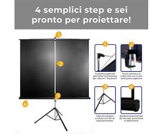 Schermo Proiezione su Treppiede 238x238cm, Telo da Videoproiettore a Cavalletto Manuale con Stativo 244 x 244cm"Pro-Light" ottimo per ogni Proiettore 100% Professionale di Qualità Superiore HD!