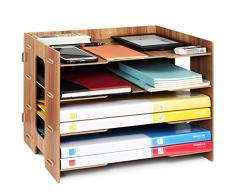 Tonsmile Organizzatore da Scrivania Legno A4 Portadocumenti Organizer Ufficio Documenti con 4 Sezioni