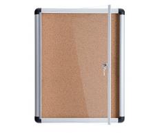 Bi-Office Bacheca Enclore Extra In Sughero, Bacheca Con Anta Battente Per Interni in Alluminio, Verticale 1 x A4