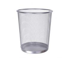 Hefine, bidone della spazzatura in rete metallica, portatile, durevole, leggero, in ferro battuto, senza coperchio, secchio creativo per casa e ufficio 26cm x 23cm bianco
