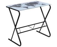 vidaXL Scrivania in Vetro con Stampa Mappa del Mondo