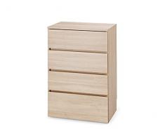 Iris Ohyama, Comò/Cassettone/Cassettone in legno/Comò con guida a 4 cassetti, Modulare,Design, Ufficio, Casa - Wooden Chest - WCH-590 - Naturale