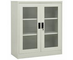 Gecheer Armadio per Ufficio in Acciaio, Armadio con Ripiani, Armadietto con Serrature da Ufficio,Armadietto Documenti Metallico,Armadietto Documenti a Chiave Mobili Ufficio Grigio Chiaro 90x40x105 cm