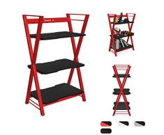 huzaro Iron 3 0 libreria scaffale autoportante 84 x 50 x 30 cm gameroom office gaming Struttura in metallo a X 3 livelli di scaffale piedini regolabili portata fino a 90 kg, rosso