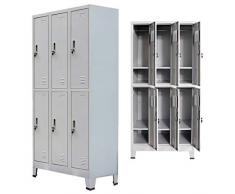 GOTOTOP Armadio per Ufficio in Acciaio Grigio 90x45x180 cm Armadio Archivio con con 6 Scomparti in Acciaio,Armadietto Spogliatoio Metallico per Casa,Ufficio(G#)