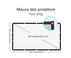 Hicool Telo Proiettore Schermo Formato 16:9 120’’ Pieghevole Portatile per Videoproiettore, Schermo di Proiezione per Aperto o Home Cinema