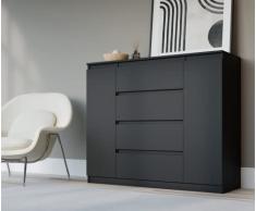 3xEliving Demi 2D4S Cassettiera, Colore: nero, Dimensioni: L: 120 cm, P 39 cm, H: 101 cm. soggiorno, camera da letto e ufficio