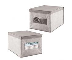 mDesign set da 2 scatola per armadi in tessuto - Portaoggetti universale molto capiente - Scatolone ottimo anche per l'ufficio - Colore: grigio