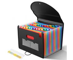LOETAD Cartella Portadocumenti Porta Documenti Espandibile per Ufficio 24 tasche A4 con Coperchio Impermeabile Multicolore Fisarmonica per Casa Scuola e Lavoro