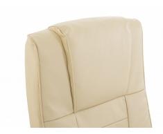 Poltrona sedia da ufficio girevole sedia da ufficio in pelle con un massaggio "San Diego" con massaggio colore beige/crema bianco, a forma di croce con base e braccioli in legno mettesse favorevole