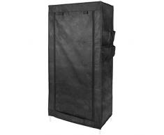 PrimeMatik - Armadio Guardaroba in Acciaio Tessuto 70 x 45 x 155 cm Nero con serranda