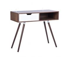 Fanilife, scrivania moderna a forma di L, scrivania ad angolo per computer e laptop, scrivania per studio, stazione di lavoro, in legno, grande scrivania per casa o ufficio Walnut