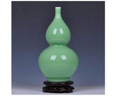 HongLianRiven Creativo Smalto Verde Antico Vaso di Ceramica scrivania tavolino Artigianato Moderno casa Desktop Soggiorno Composizione Floreale (Inviare la Base) 10-26 (Color : A)