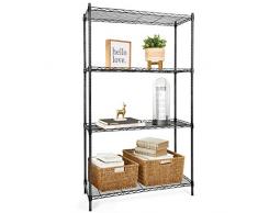 amzdeal Robusto Scaffalatura in Metallo,Carichi Pesanti di 320/400kg,150/180X90X35cm,Scaffale in Acciaio,Nero,Regolabile in Altezza,per Soggiorno,Camera da Letto,Cucina,Box Auto (150CM)