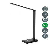Lampada da Tavolo,Elekin Lampada da Scrivania Ricaricabile, Efficienza Energetica Occhi-Cura,3 livelli di Dimmerabili,pulsante a sfioramento,Pieghevole Touch Controllo Lampade per Ufficio