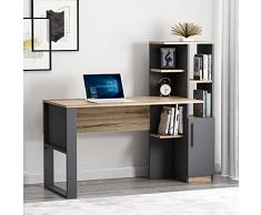 HOMIDEA TODY Scrivania per Computer - Tavolo da Lavoro con ripiani e vano portaoggetti con anta dal design moderno per ufficio soggiorno o la cameretta dei bambini (Antrachite/Briarsmoke)
