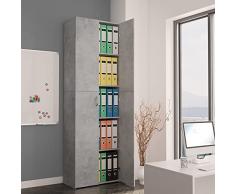 Festnight Armadio per Ufficio Armadio Classificatore Schedario per Ufficio Libreria Ufficio Mobili per Ufficio Grigio Calcestruzzo 60x32x190 cm Truciolato