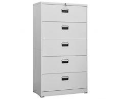 Leepesx Armadio Classificatore Cassettiera Ufficio Schedario da Ufficio Armadio Ufficio Armadio Classificatore Grigio Chiaro 90x46x164 cm in Acciaio