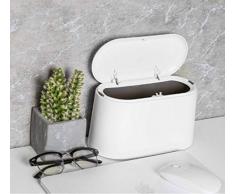 AYADA Mini Cestino Spazzatura Ufficio del Desktop, Bidone Spazzatura può con Il Coperchio del Cestino di Pulizia di Piccola Famiglia,Push Top Trash Can Rubbish Bin (Bianco)