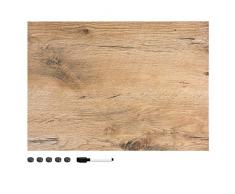 Navaris Memo Board Lavagna Magnetica 90x60cm - Lavagnetta Scrivibile Cancellabile con 1x Pennarello e 5X Calamite - Bacheca Design Legno Marrone Scuro