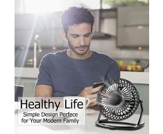 mini ventilatore portatile, ikalula USB Mini Ventilatori da Tavolo da Silenzioso con Ricaricabile a Batterie Multi Porte Notebook PC Prese USB per Casa Ufficio Campeggio.