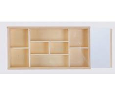 Scatola bacheca portaoggetti,8 posti,con coperchio, decoupage, cm 32x1x5h, in legno