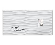 SIGEL GL260 Lavagna magnetica di vetro / bacheca di vetro Artverum, Design White-Wave, 91 x 46 cm