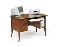 Milani Home s.r.l.s. Scrittoio Tinta Noce 130x75x81 per Interno Sala da Pranzo Salotto Cucina Ufficio Massello Arte Povera