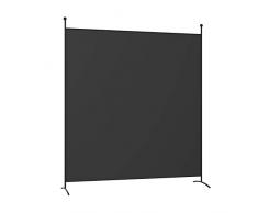 COSTWAY Separè Divisorio in Acciaio Poliestere, Paravento da Interno Singolo con Piedini Stabili, Pannelli Divisori per Interni per Ufficio e Casa, 180 x 186cm (Nero)